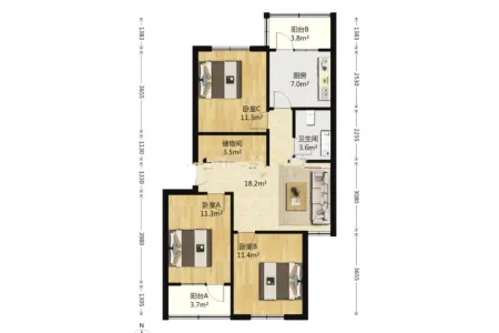 老官厅 3室2厅1卫南北 中装