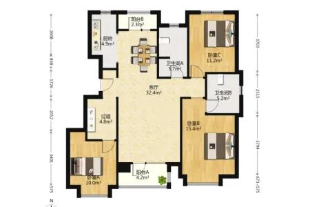 世茂诺沙湾四期 3室2厅2卫 南 精装