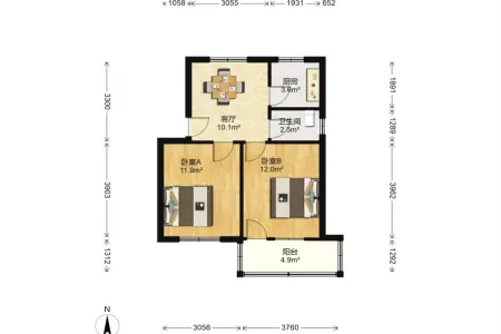 轻机新村二房南简装真实好房