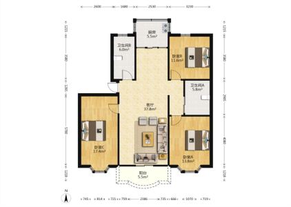 锦天花苑3室2厅2卫南精装真实好房