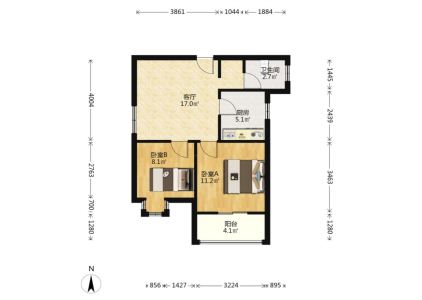 江北天和苑安置房二期2房1厅1卫南中装真实好房