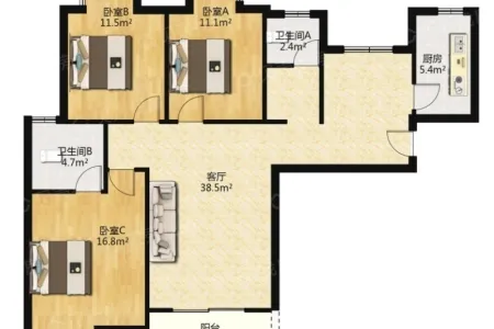 盛世家园3室2厅1卫南毛坯真实好房