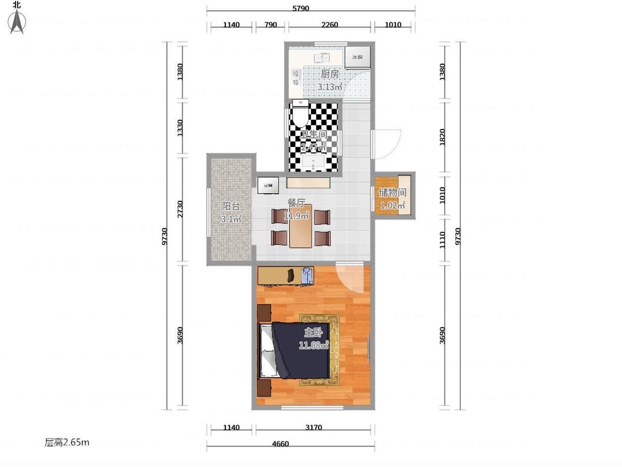 玉兰园 1室1厅1卫 228万 